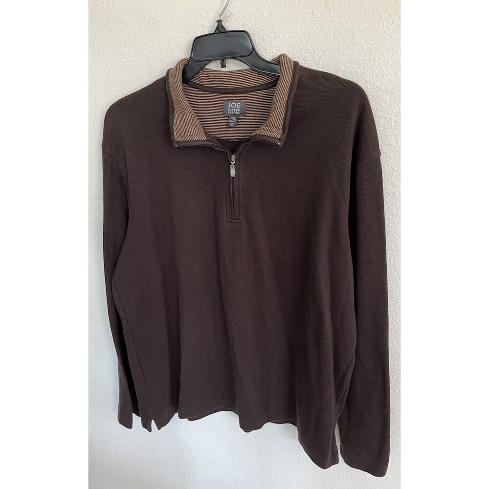 Joe Joseph Abboud Mens Mock Neck Quarter Zip Pullover Sweater XXL Brown Dadcore